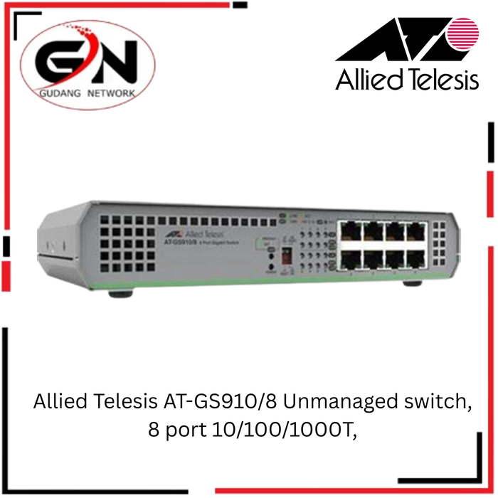 Jual Allied Telesis AT-GS910/8 Unmanaged switch, 8 port 10/100