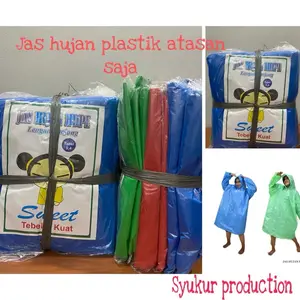 JAS HUJAN PLASTIK PONCO JAS HUJAN MANTEL ATASAN LUSINAN 12 PCS TEBAL 0.4 MERK SWEAT