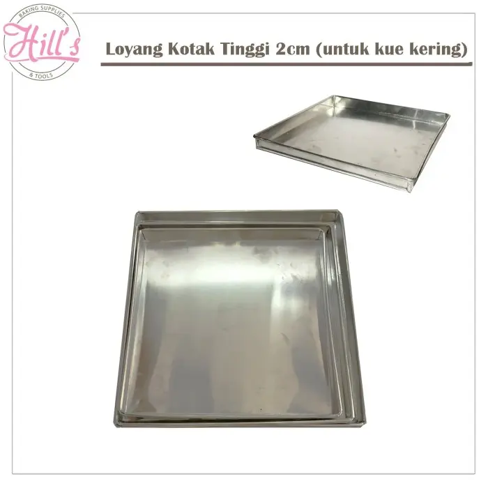 LOYANG KOTAK TINGGI 2 cm ( untuk kue kering ) / 24x24 26x26 28x28 30x30 cm