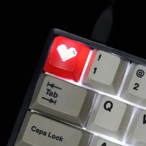 Keycaps Red Heart Logo for ESC/Mod Decoration RGB Translucent