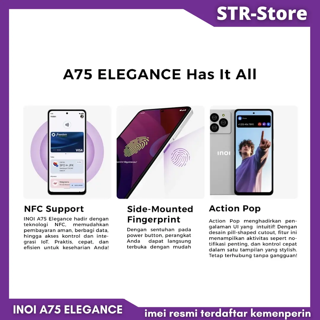 INOI A75 ELEGANCE 8/512 GB SMARTPHONE GARANSI RESMI INOI A 75 6/256 GB - INOI A75 ELEGANCE