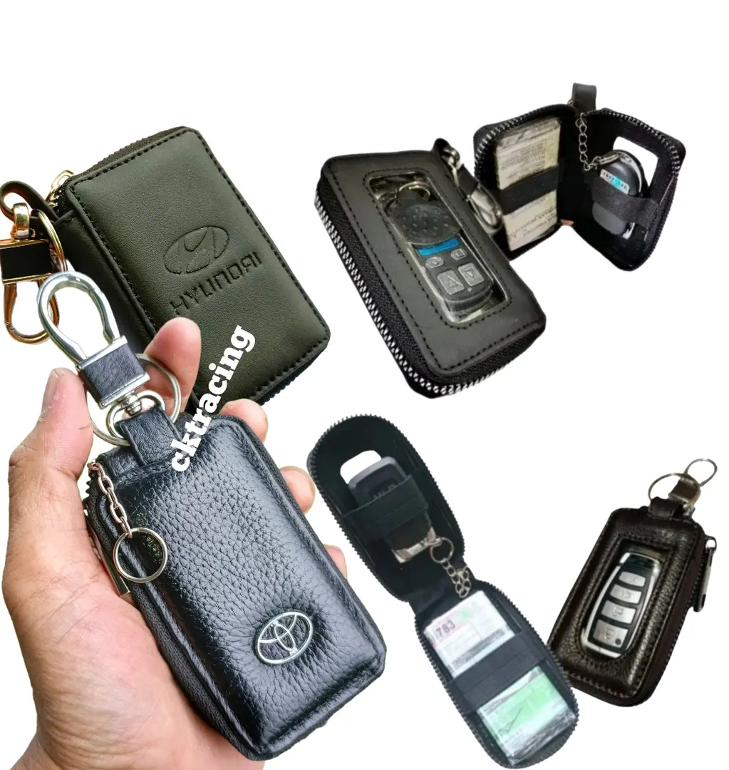 dompet kunci remote keyless mobil kulit asli hitam dompet STNK