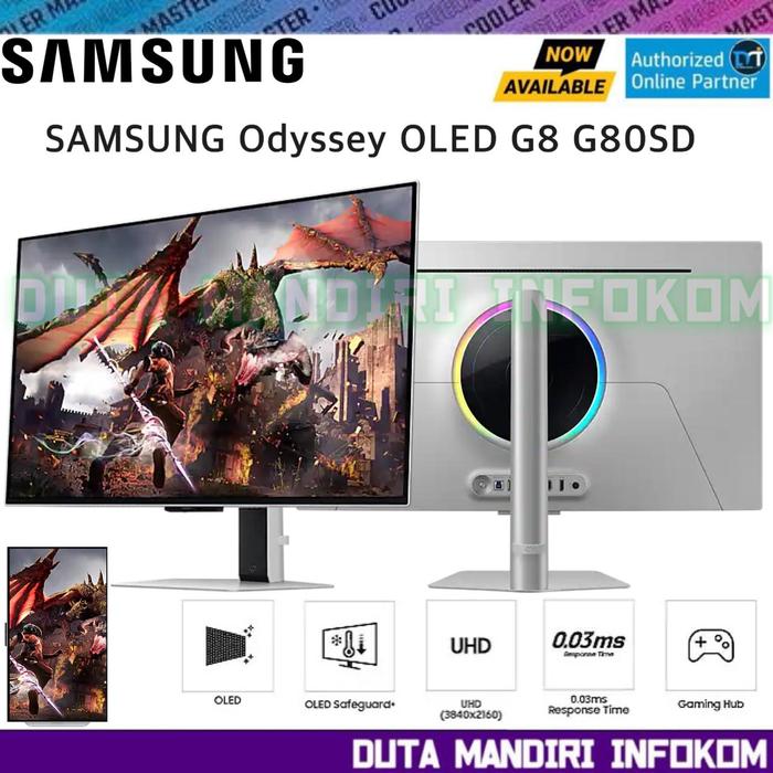 Gambar SAMSUNG Odyssey OLED G8 G80SD S32DG802 32" Inch - UHD 4K 240Hz 0.03ms HDMI DP USB HUB Speaker G-Sync Compatible Pivot Ergonomic Stand FreeSync Premium Gaming Monitor I LS32DG802SEXXD dari Duta Mandiri Infokom Kota Administrasi Jakarta Pusat Tokopedia