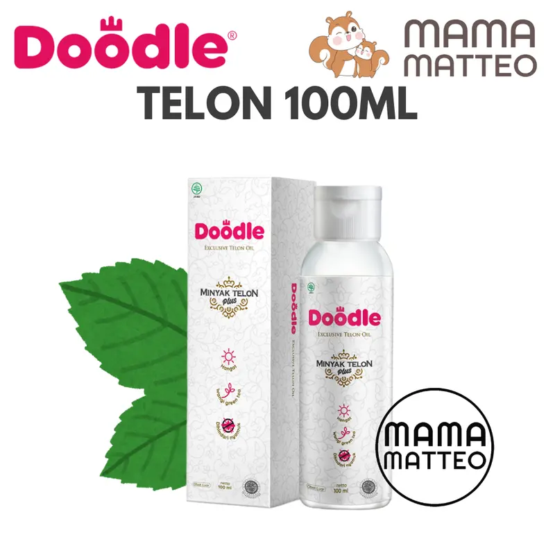 MINYAK TELON DOODLE GREEN TEA untuk bayi anak 100mL (GRATIS BUBBLE) 0