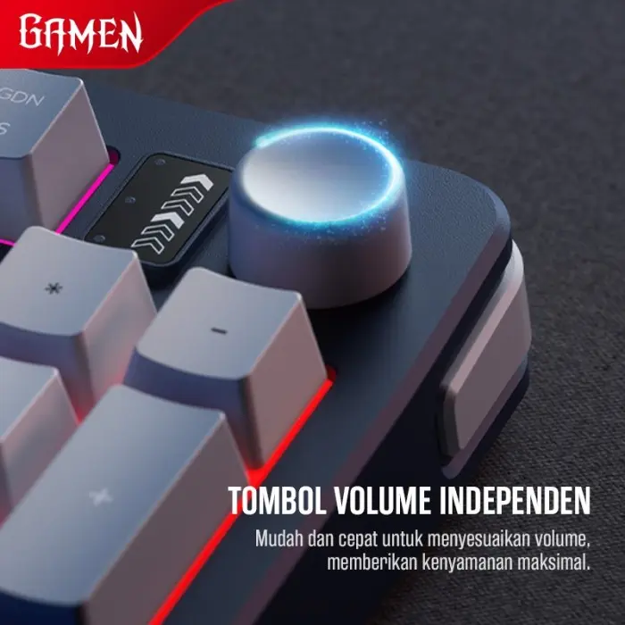 KEYBOARD GAMING GAMEN MEMBRANE GK300 RGB DENGAN TOMBOL KNOB MULTIFUNGSI FEEL MENGETIK SEPERTI KEYBOARD MECHANICAL