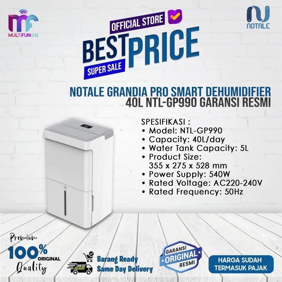 Notale Grandia Pro  NTL-GP990 Smart Dehumidifier 40L & 35L Garansi Resmi