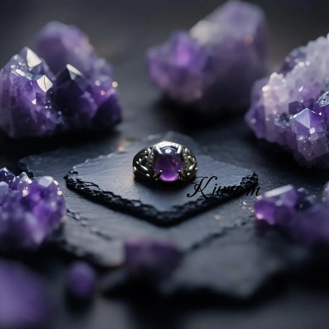 Cincin Ametysht Kecubung Ungu Natural Pria Minimalist