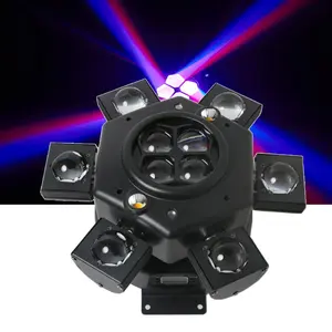 LINHUA Lampu Sorot LED Laser Beam Disco RGBW 6 Moving Head Light Stage Effect Strobe Lighting DMX150W - Hitam