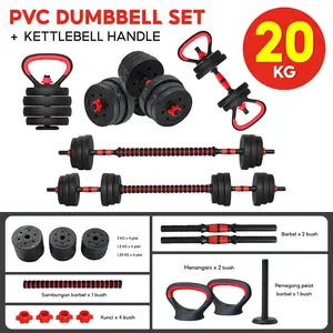 BGsport SET DUMBELL PVC /  BARBEL PVC SET ALAT ANGKAT BEBAN 20KG