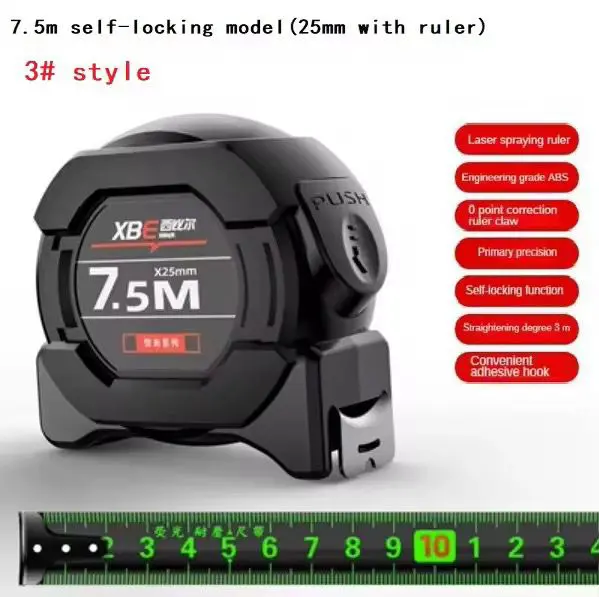 Measuring Tape 5meter 7.5meter 10meter Fluorescerous meteran neon anti karat  Auto Lock Meter Tape Measuring Tool