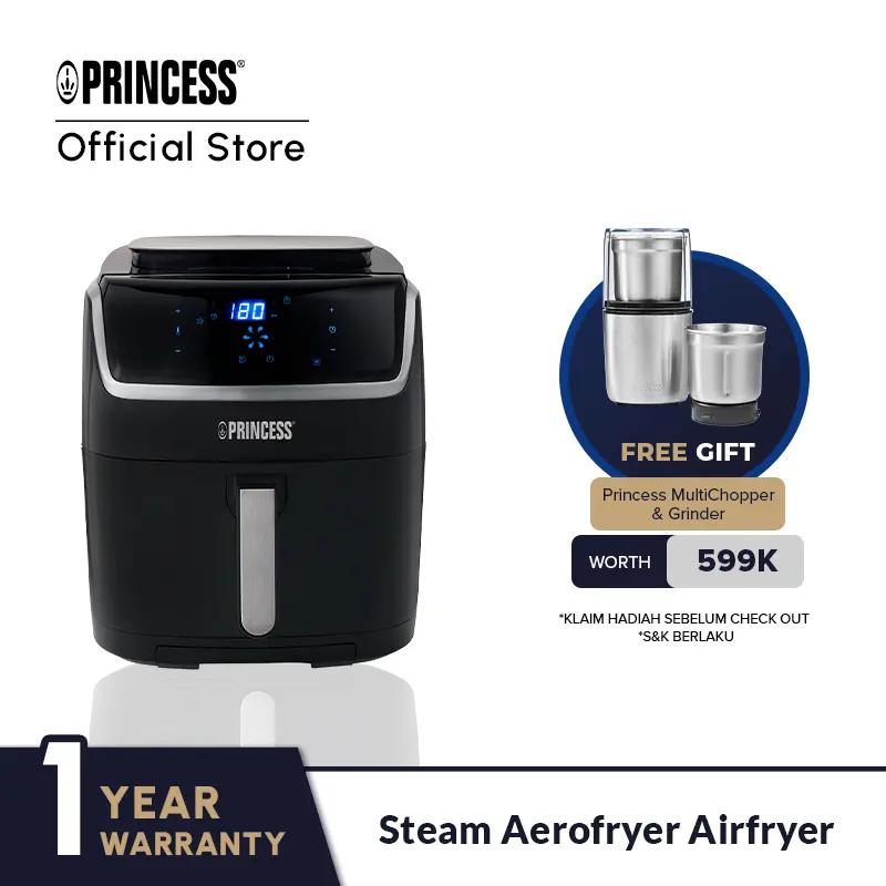 Princess Air Fryer/ Steam Airfryer 6.5L/ Penggoreng Tanpa Minyak