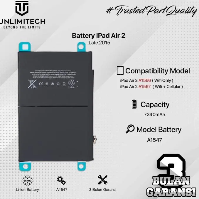 TERSEDIA Battery Baterai iPad Air 2 A1547 Ori 100%