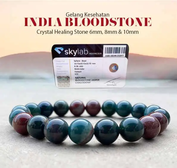Gelang Kesehatan India Bloodstone Crystal Healing (GBP281)