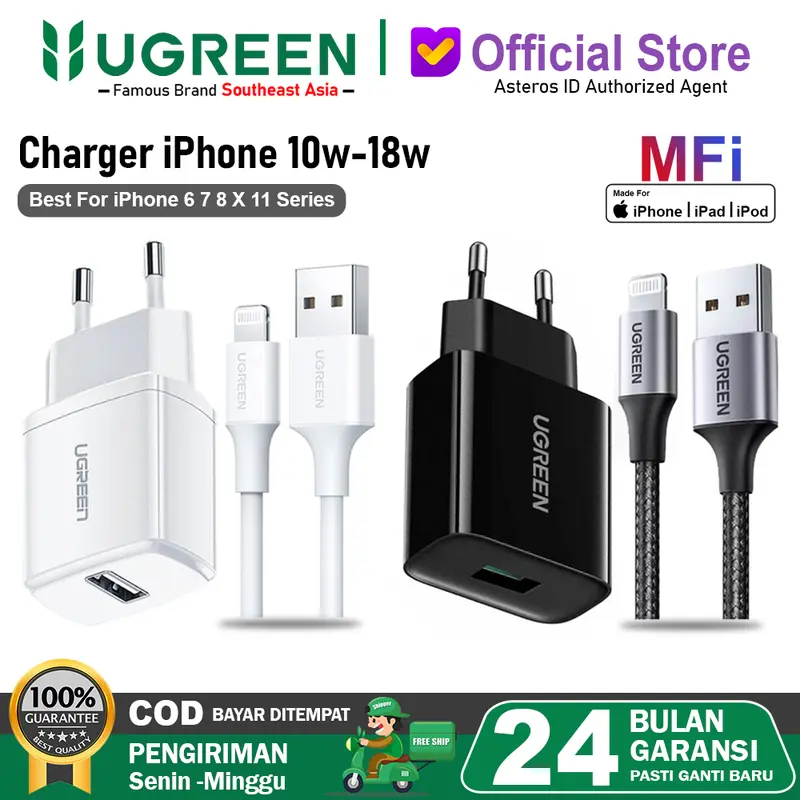 UGREEN Charger iPhone Lightning MFI USB A 10w 18w Fast Charging