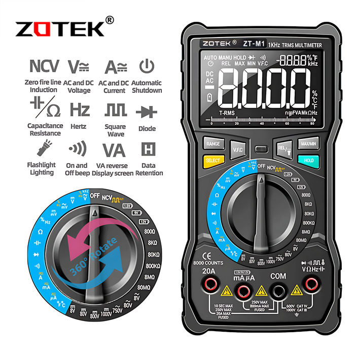 Gambar Zotek ZT-M1 Auto/Manual Digital Multimeter EBTN Triple Display Battery dari House Sparepart Kab. Tangerang Tokopedia