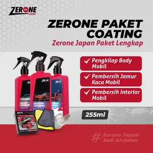 Zerone Paket Coating Japan - Pengkilap Body Mobil, Pembersih Jamur Kaca, & Interior Mobil 255ml - Perlindungan Tahan Lama & Kilau Maksimal