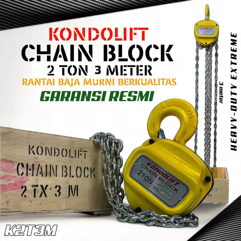 KONDO LIFT CHAIN BLOCK 2TON 3METER KATROL KEREKAN DEREK TAKEL GARANSI RESMI 0