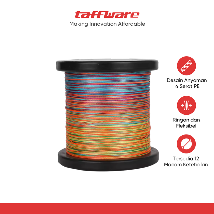Gambar TaffSPORT Senar Tali Pancing 4 Braided Fishing Line Strong PE 300M - DM3 - Number 0.6# dari Taffware Official Store Kota Administrasi Jakarta Barat Tokopedia