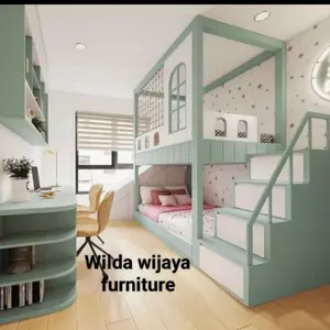 tempat tidur anak  ukuran 100x200x270 dengan meja belajar