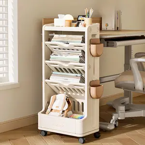 RAK BUKU DORONG 4 COMPARTMENT + 4 PEN BOX / 4-Compartment Children's Portable Book Cart