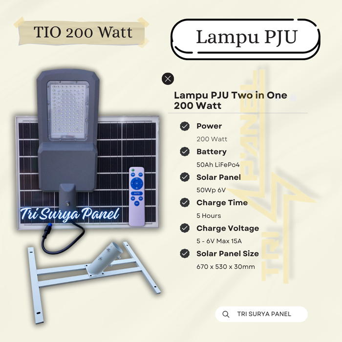 Gambar Lampu PJU Tenaga Surya 200W Murah Two in One dari Tri Surya Panel Kota Tangerang Selatan Tokopedia