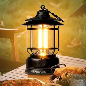 Lampu Camping Outdoor Tahan Air Lampu Lantern LED Retro 3 COB Petromax Rechargeable Daya Tahan Lama