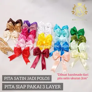 Pita Satin Jadi / Pita Satin Siap Pakai / Pita Satin Ukuran Pita 2cm / Pita Hiasan Motif Polos / Pita Parcel, Souvenir Harga Per 1pcs MIN.ORDER 10pcs
