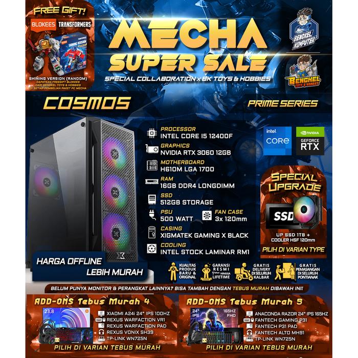 Gambar MECHA SUPER SALE - PC COSMOS | INTEL CORE i5-12400F - NVIDIA RTX 3060 12GB | GAMING FULLSET - DEFAULT, PC ONLY dari bengkelkomputerptk Kota Pontianak Tokopedia