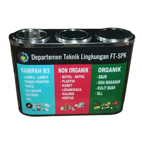 Tempat sampah stainless 3in1 3