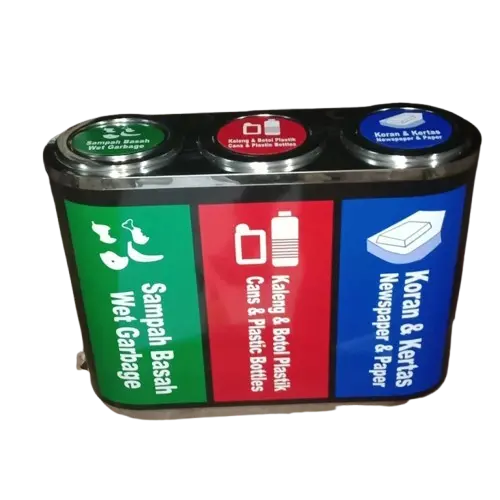 Tempat sampah stainless 3in1 2