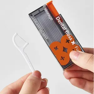Dental Floss Pembersih Sela Gigi Portable Box / Pop-up Dental Floss Pembersih Box / Tempat Benang Tusuk Gigi Isi 10 Pcs