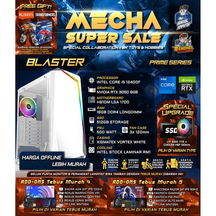 Gambar MECHA SUPER SALE - PC BLASTER | INTEL CORE i5-12400F - NVIDIA RTX 3050 6GB | GAMING FULLSET - DEFAULT, PC ONLY dari bengkelkomputerptk Kota Pontianak Tokopedia