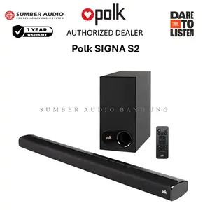 Polk Audio Signa S2 Bluetooth Dolby Soundbar dengan Subwoofer Nirkabel TV Speaker Universal dengan Teknologi Polk VoiceAdjust dan Kabel HDMI 5'