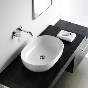 Wastafel cuci tangan keramik elips (oval)Classica Italiano 240 putih mewah anti noda