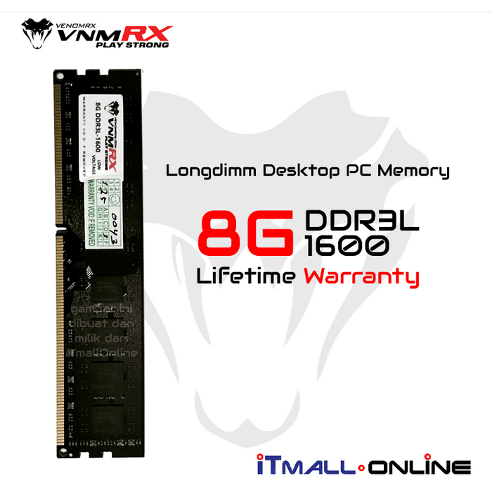 Gambar RAM PC VenomRx LONGDIMM DDR3L 8Gb PC3 12800 1600Mhz dari iTmallOnline Kota Semarang Tokopedia