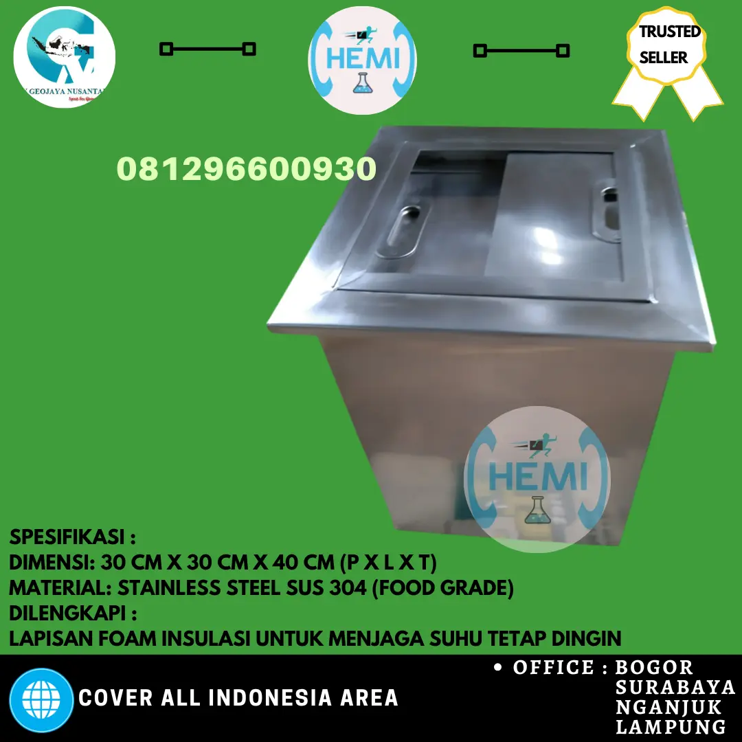 30x30x40 ICE BIN / ICE BOX STAINLESS STEEL 304/WADAH TEMPAT BATU ES