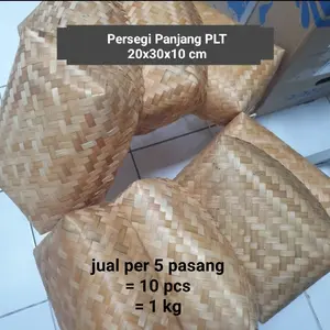 Besek Bambu persegi panjang 20 x 30 x 10* cm  | Bamboo Natural Traditional Hampers box jual 5 pasang = 10 pcs
