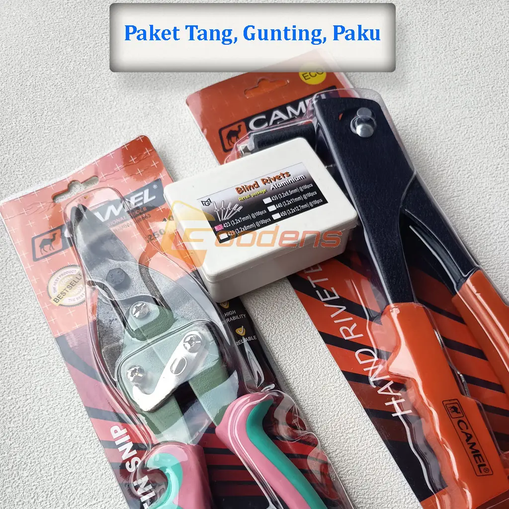 Camel Paket Tang Rivet, Gunting Holo dan Paku Rivet Rivet Box