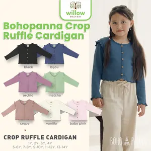 Cardigan Anak - Bohopanna Crop Ruffle Cardigan