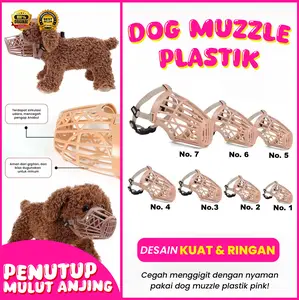 DOG MUZZLE PLASTIK PINK brongsong penutup mulut anjing anti bite gigit