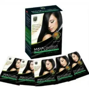 MAYA ONYX HERBAL HAIR COLOURING ESSENCE PEWARNA RAMBUT HITAM KEMASAN 1 BOX ISI 5 SHACET  Penghitam rambut