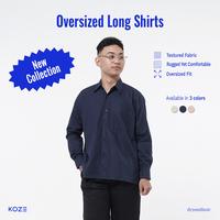 Gambar KOZE Oversized Long Shirt All Color - Kemeja Lengan Panjang Pria - Navy, M dari koze shop Kota Administrasi Jakarta Timur 2 Tokopedia