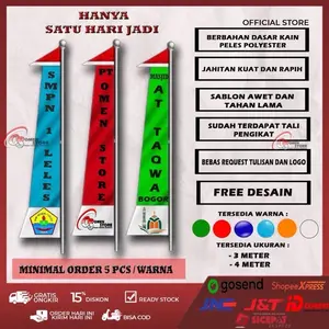 BENDERA UMBUL UMBUL 3/4/5 METER CUSTOM 1 HARI PENGERJAAN DESAIN LOGO DAN WARNA BISA REQUEST