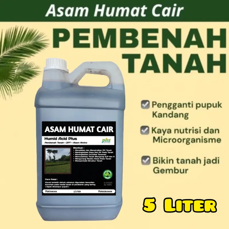Pupuk Asam Humat Cair Plus Kemasan 5 Liter merek PHS 4