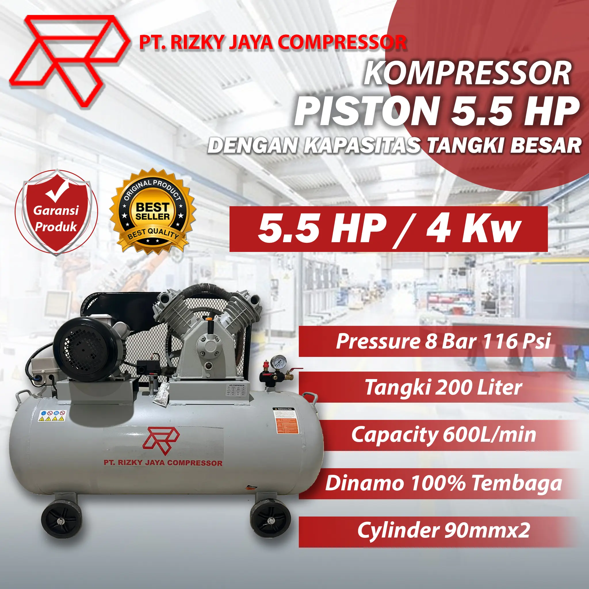 Kompresor Angin 5 HP Compressor udara 4 Kw kompresor Piston