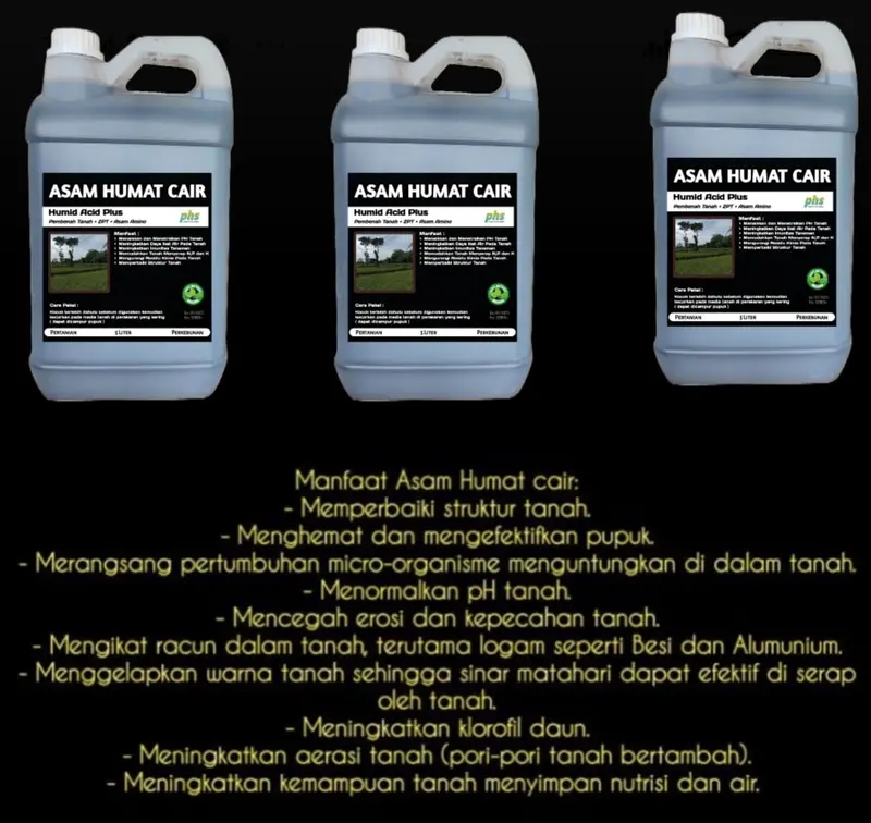 Pupuk Asam Humat Cair Plus Kemasan 5 Liter merek PHS 6