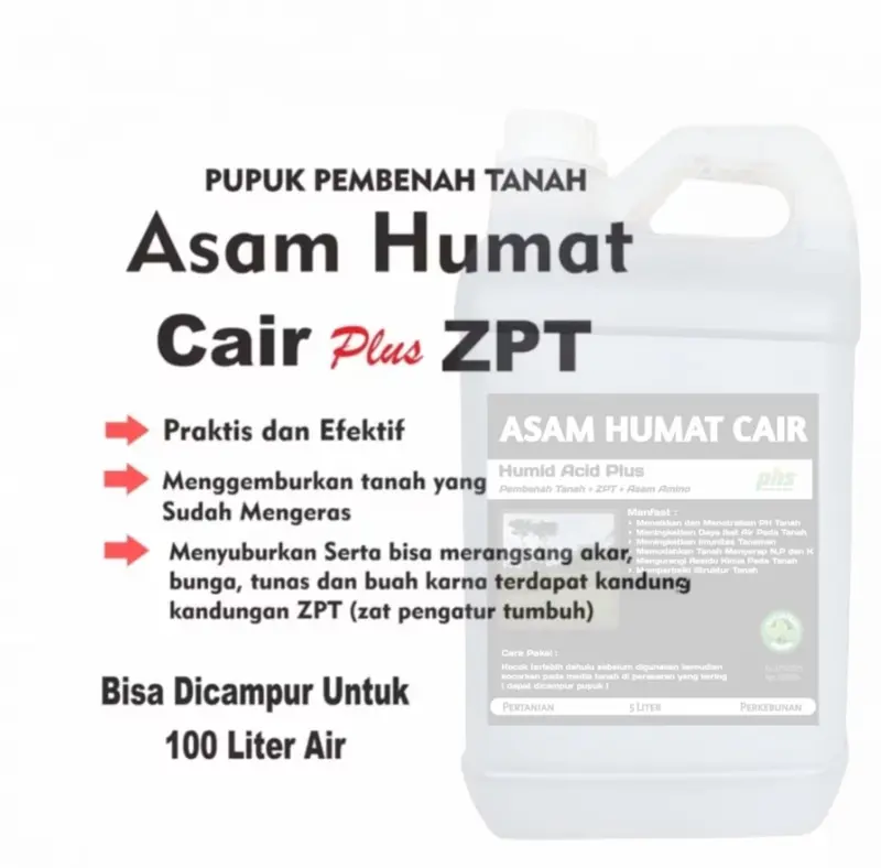 Pupuk Asam Humat Cair Plus Kemasan 5 Liter merek PHS 5