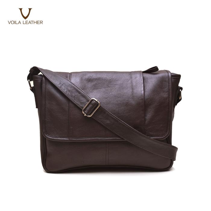 Gambar Messenger Bag Kulit Asli Voila Robin Brown dari Voila Leather Kota Administrasi Jakarta Pusat Tokopedia