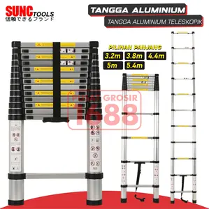Tangga Lipat Aluminium Teleskopik Single 3.2m 3.8m 4.4m 5m 5.4m