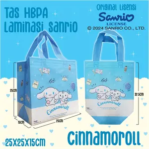 (LUSINAN 12PCS) Tas Spunbond Tali Laminasi Motif Sanrio Lucu Uk. 25x35x8 /25x25x15/ 22x25x9 / Tas Bungkus Kado Hello Kitty Micky Kuromi/ Hamper Souvenir / Tas Ulang Tahun